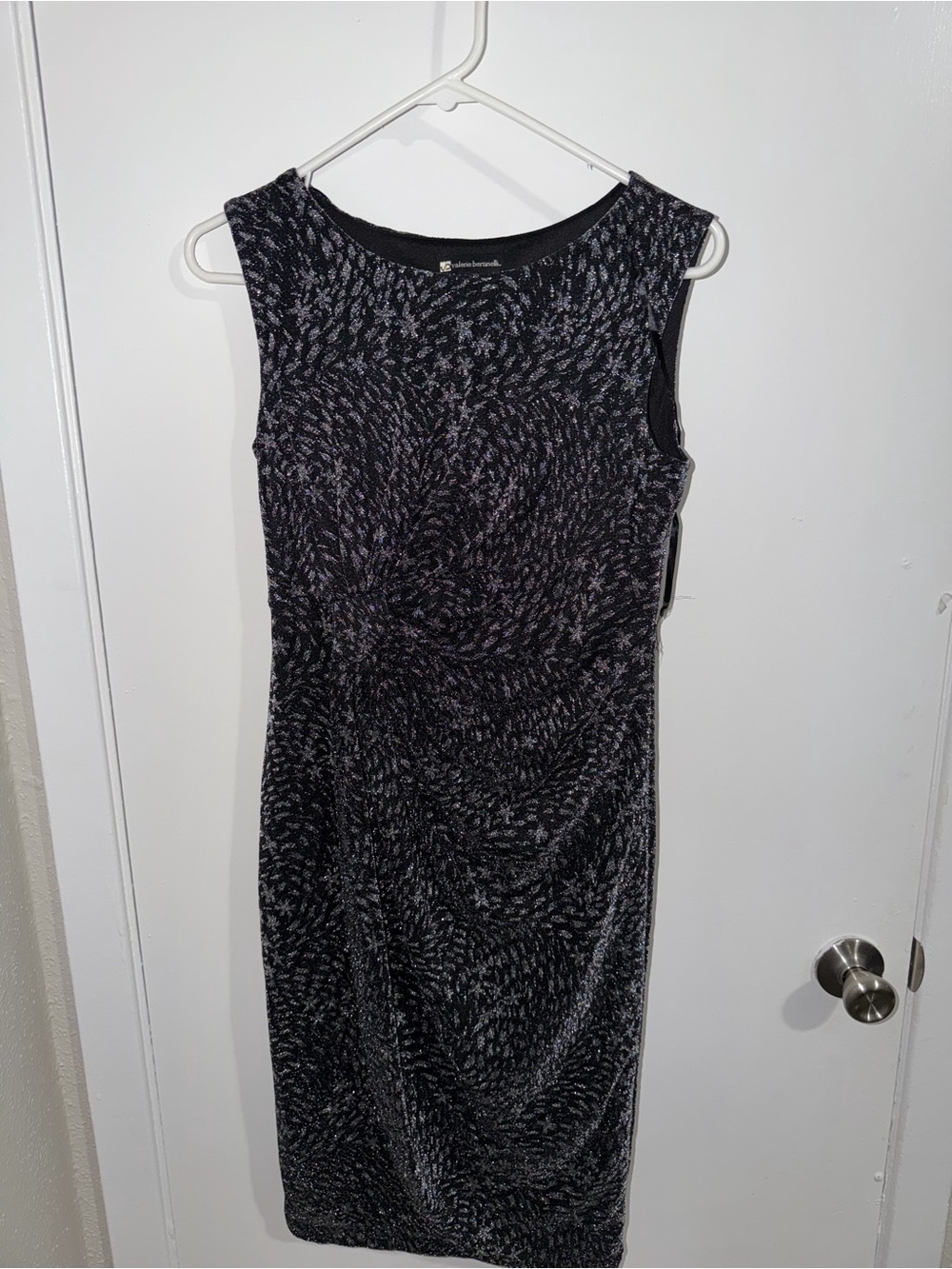 Valerie Bertinelli Black & Gray Patterned Midi Sheath Dress